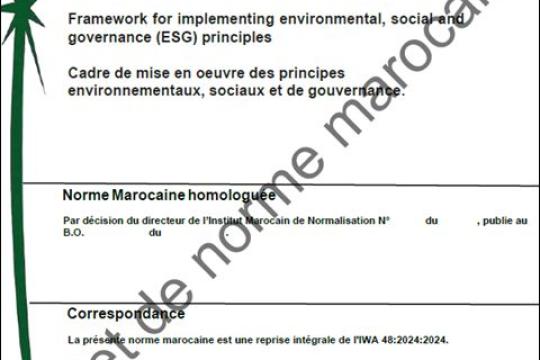 IMANOR : Bientôt une norme marocaine sur les principes environnementaux, sociaux et de gouvernance (ESG)